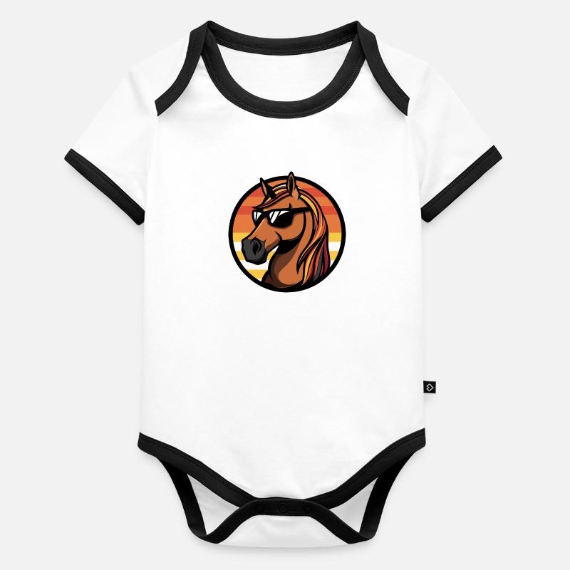 Cheval Bande dessinée cool Body Bébé bio contrasté manches courtes