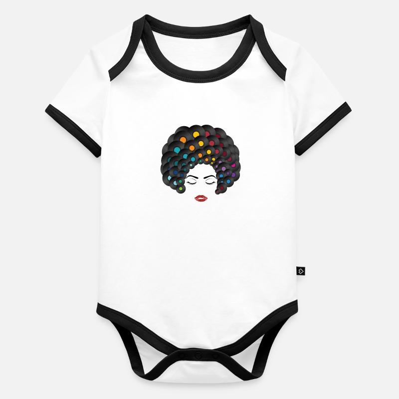 Reine du vinyle Body Bébé bio contrasté manches courtes