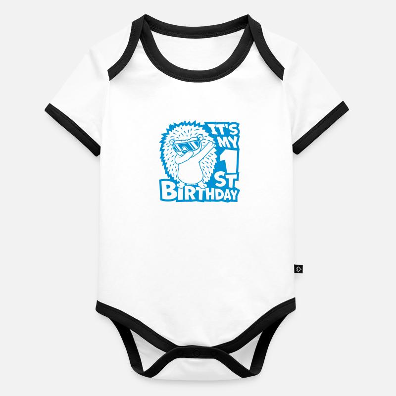Hérisson dabbing 1er anniversaire Body Bébé bio contrasté manches courtes