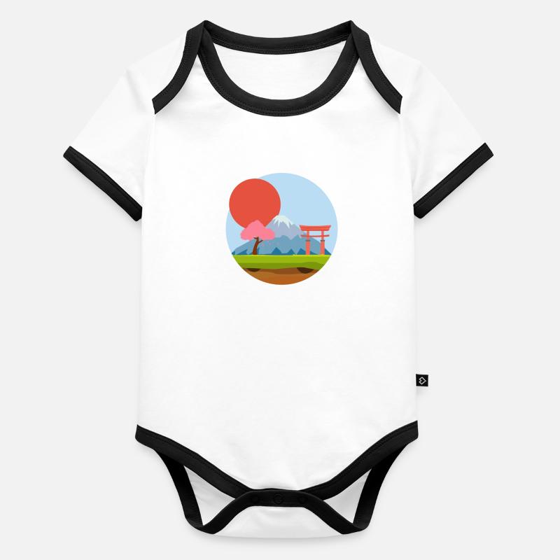 illustration japon Body Bébé bio contrasté manches courtes