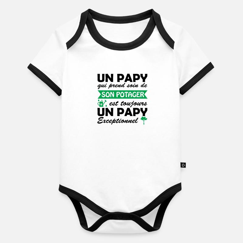 papy exceptionnel / papy jardinier Body Bébé bio contrasté manches courtes