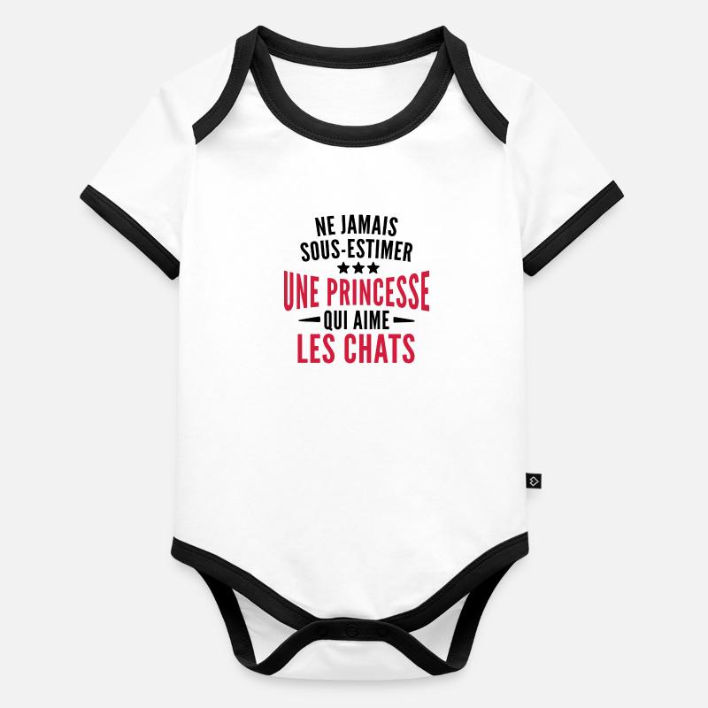 une princesse qui aime les chats Body Bébé bio contrasté manches courtes