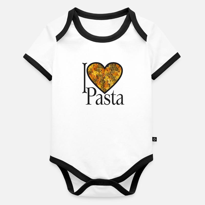 Pastaherz - Ich liebe Pasta Baby Bio-Kurzarm-Kontrastbody