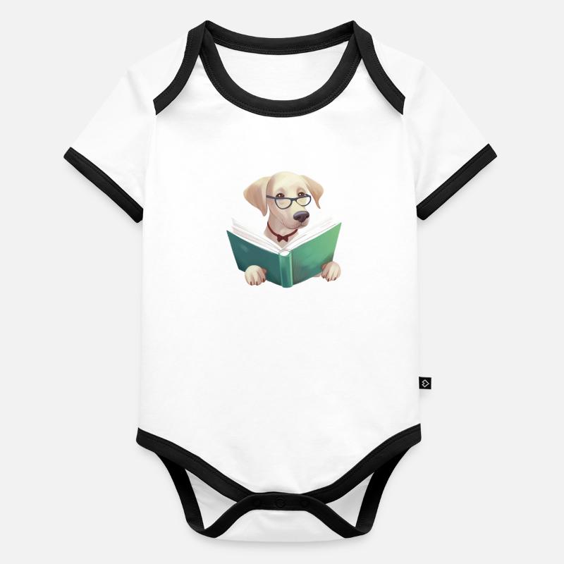 Hunde Bücher Labrador Buch Hund Lesen Hundehalter Baby Bio-Kurzarm-Kontrastbody
