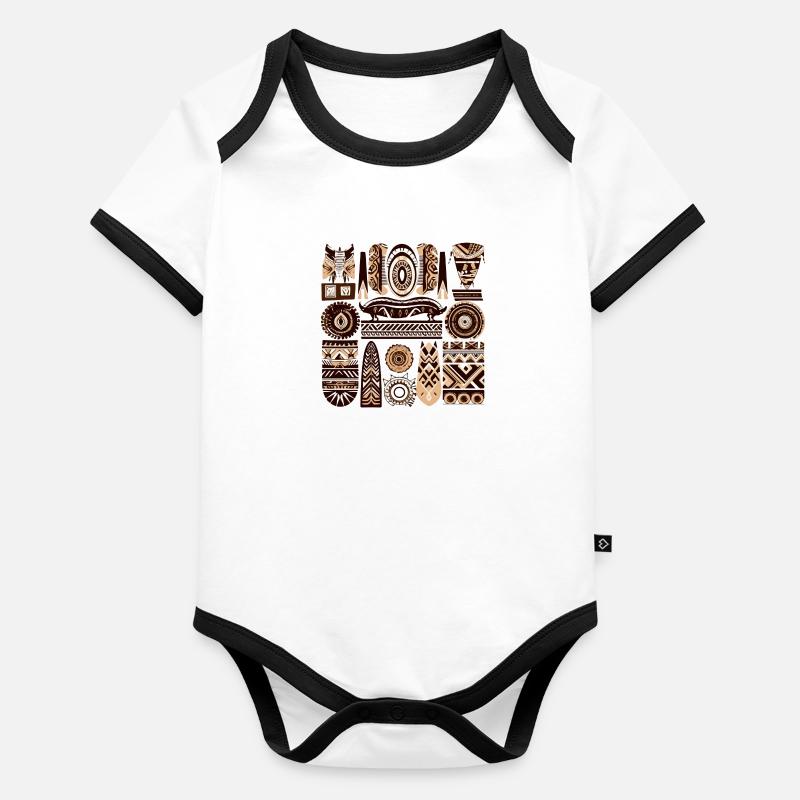 African folklore Organic Baby Contrasting Bodysuit