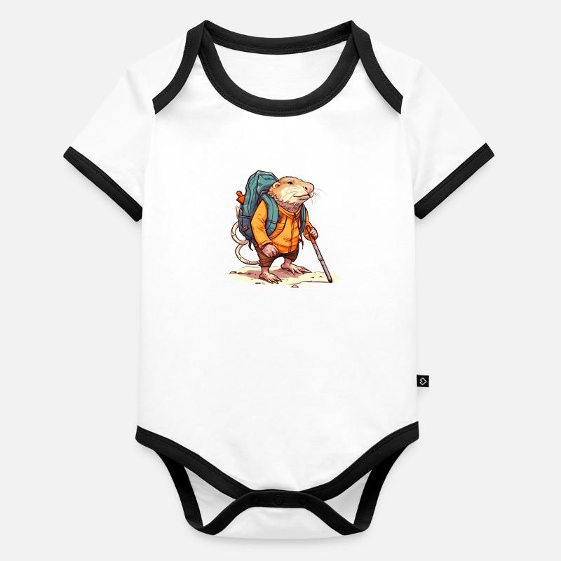 Mole rat equipped like a pro hiker Organic Baby Contrasting Bodysuit