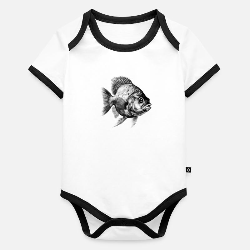 Le piranha au crayon Body Bébé bio contrasté manches courtes