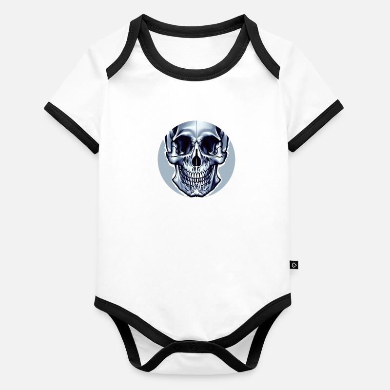Grey Skull - Abstract Baby Bio-Kurzarm-Kontrastbody