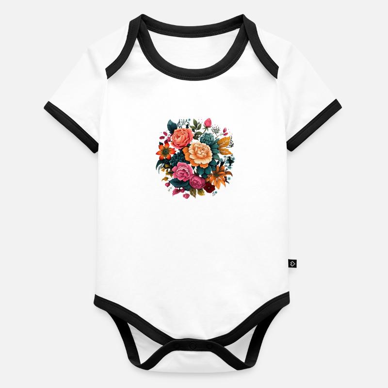 T-Shirts with a psychedelic flower pattern Organic Baby Contrasting Bodysuit