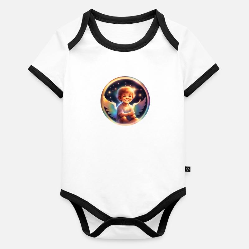 Petit ange arc en ciel Body Bébé bio contrasté manches courtes