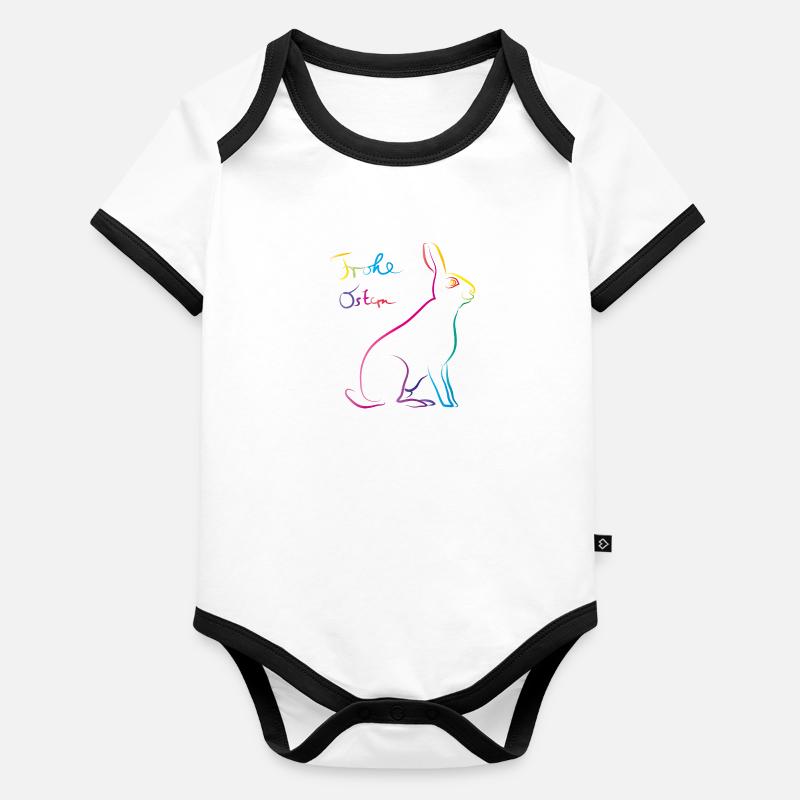 frohe ostern osterhase bunt Baby Bio-Kurzarm-Kontrastbody