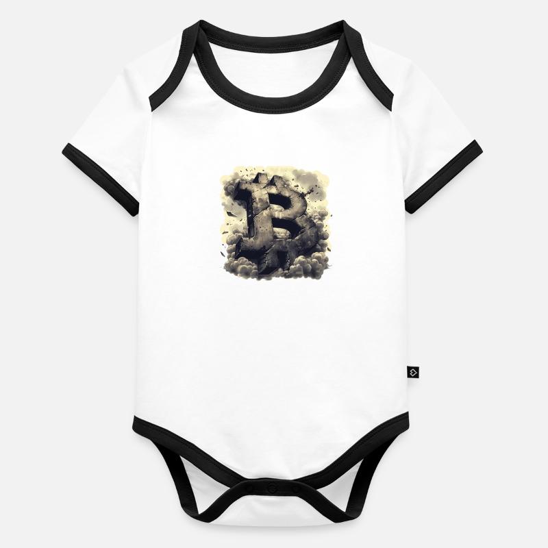 Designs crypto, rétro et minimalistes Bitcoin Body Bébé bio contrasté manches courtes