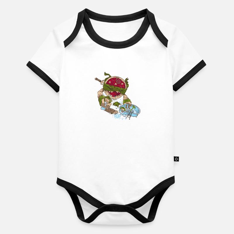 PIZZA NINJA Body Bébé bio contrasté manches courtes