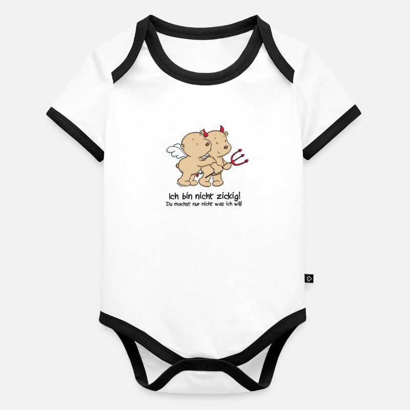 Engel_Teufel _schwarz Baby Bio-Kurzarm-Kontrastbody
