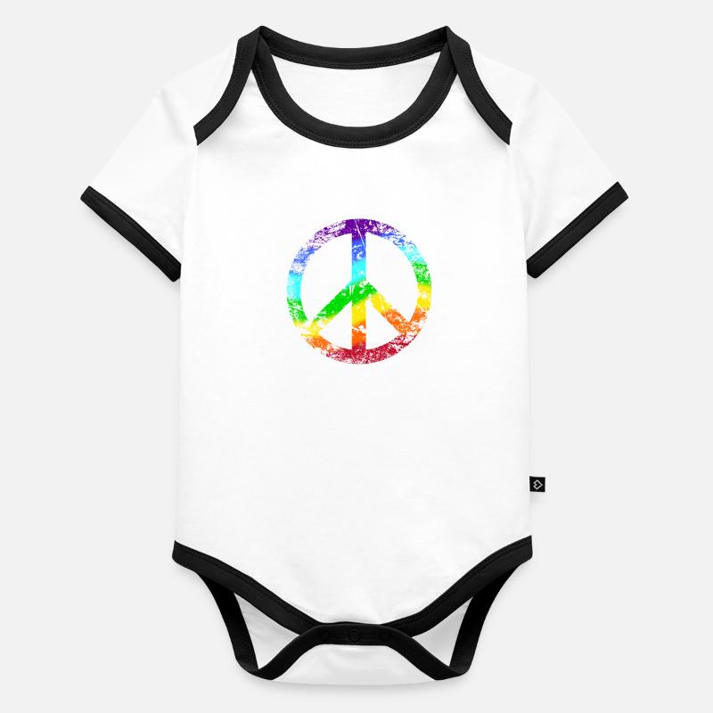 Pacifique Reggae signe de paix Body Bébé bio contrasté manches courtes