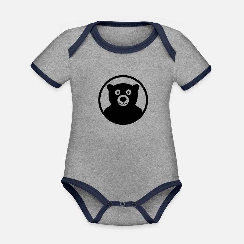 bear_a_04_2012_1c - Body Bébé bio contrasté manches courtes - gris chiné/bleu marine
