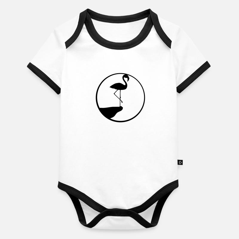 moon circle round cliff silhouette outline flamingo Organic Baby Contrasting Bodysuit