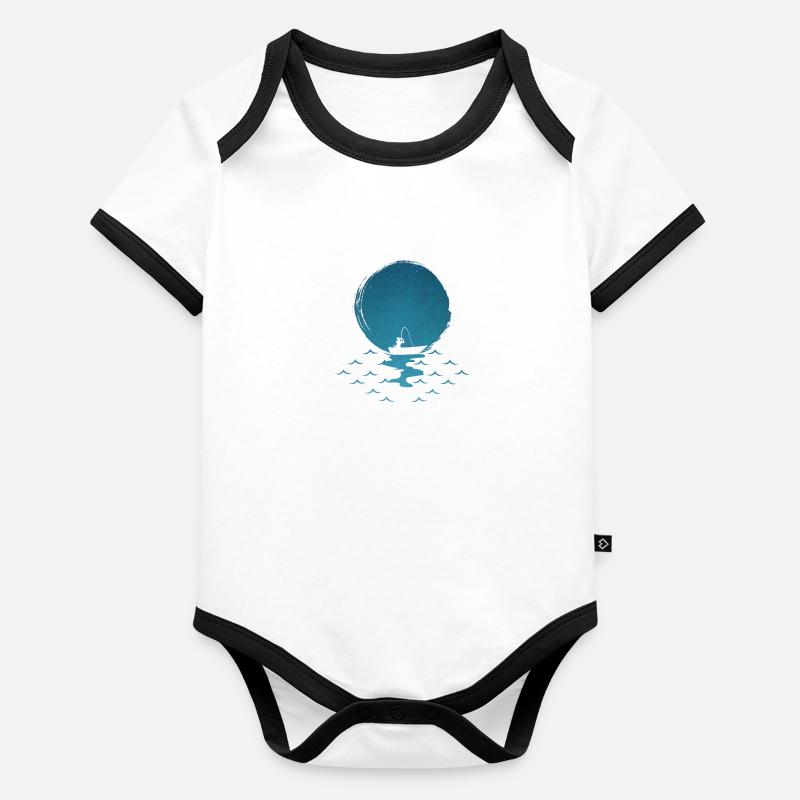 Canne à pêche bateau de pêche pêcheur pêcheur à la ligne Body Bébé bio contrasté manches courtes