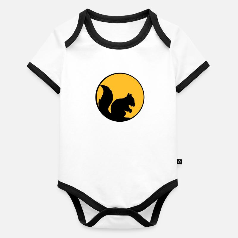 moon night sun circle round logo silhouette black Organic Baby Contrasting Bodysuit