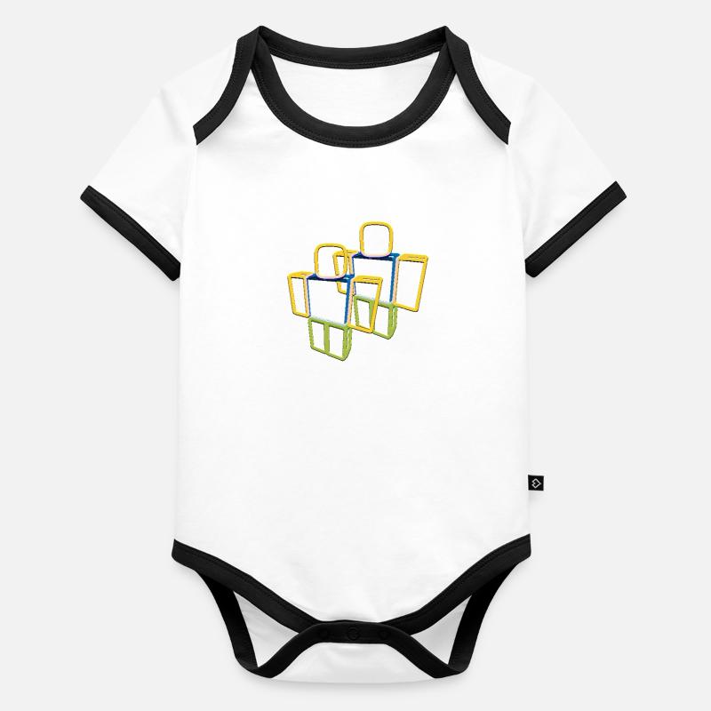 Sqaure Noob Person Organic Baby Contrasting Bodysuit