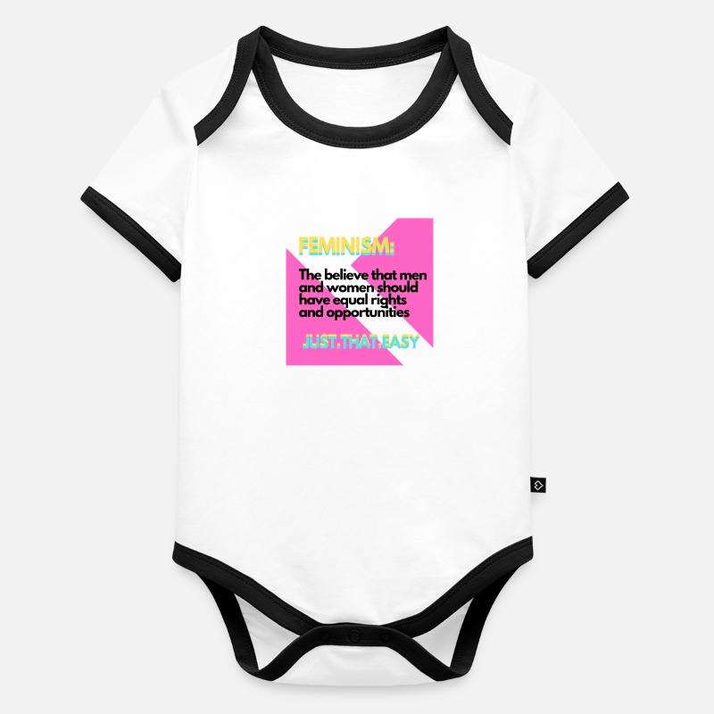 Féminisme Body Bébé bio contrasté manches courtes