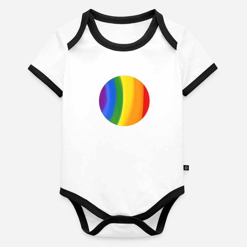 Couleurs de l’arc-en-ciel attrapé dans un cercle Body Bébé bio contrasté manches courtes