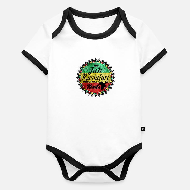 jah rastafari original roots Body Bébé bio contrasté manches courtes