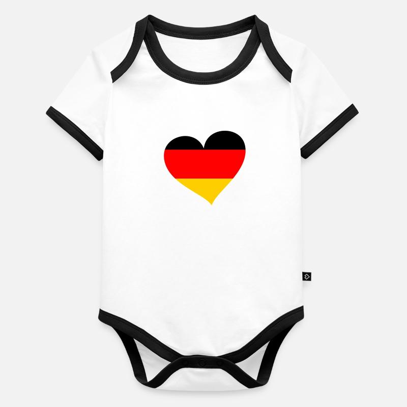 Deutschland Herz Baby Bio-Kurzarm-Kontrastbody