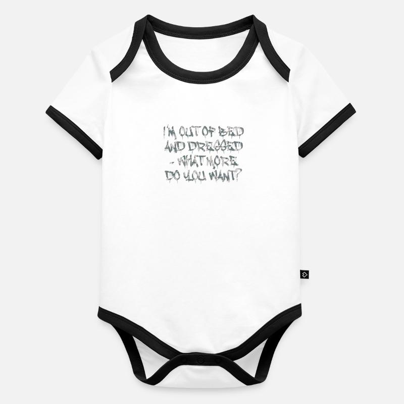 Je suis hors du lit - que veux-tu de plus? Body Bébé bio contrasté manches courtes