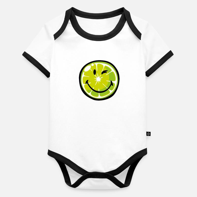 Smiley Lime Body Bébé bio contrasté manches courtes