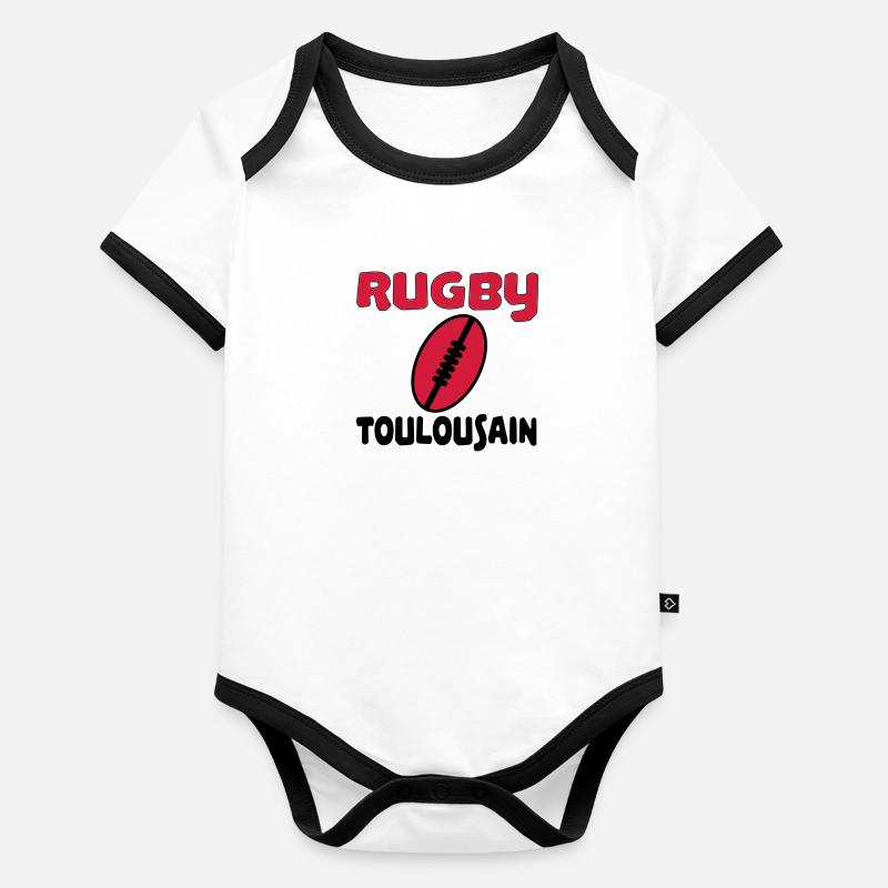 Rugby toulousain Body Bébé bio contrasté manches courtes