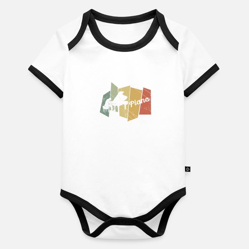 Piano rétro Body Bébé bio contrasté manches courtes