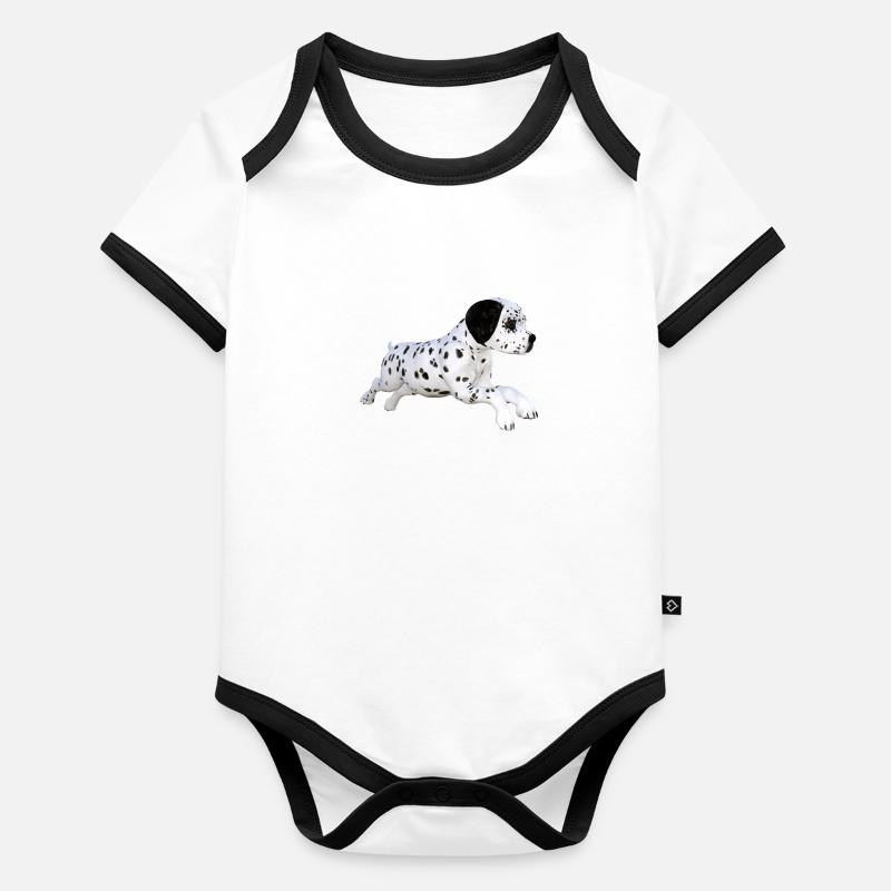 Chien chiot dalmatien Body Bébé bio contrasté manches courtes