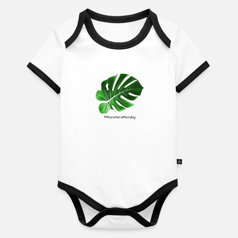 MonsteraMonday - Greenblack Body Bébé bio contrasté manches courtes