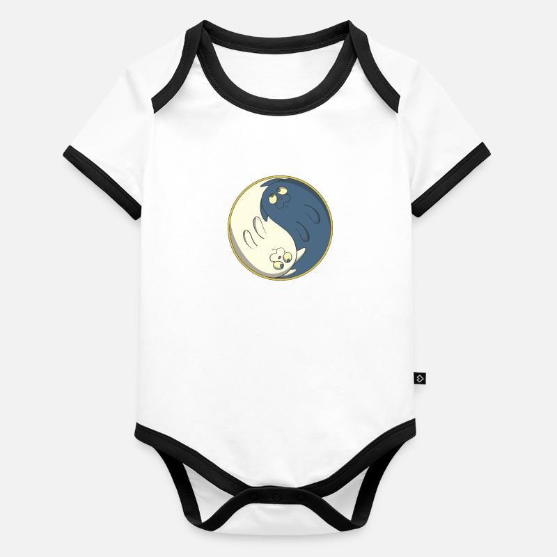 Chats ying yang Body Bébé bio contrasté manches courtes