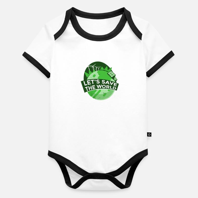 Save the World Renewable Energy Solar Wind Turbine Organic Baby Contrasting Bodysuit