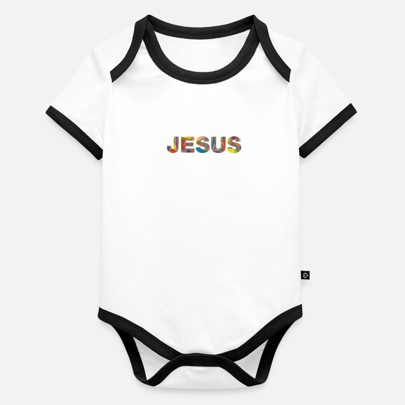 Jésus vous aime Body Bébé bio contrasté manches courtes