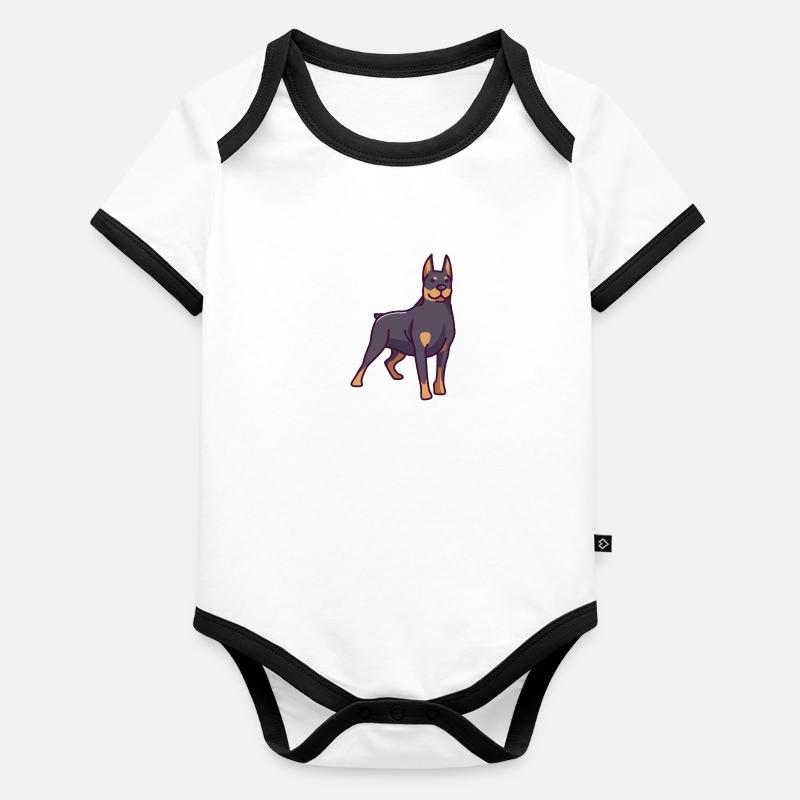 Doberman Pinscher Body Bébé bio contrasté manches courtes