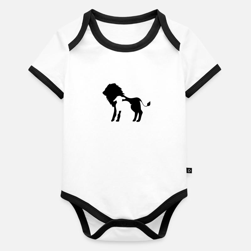 lion et l'agneau graphique Body Bébé bio contrasté manches courtes