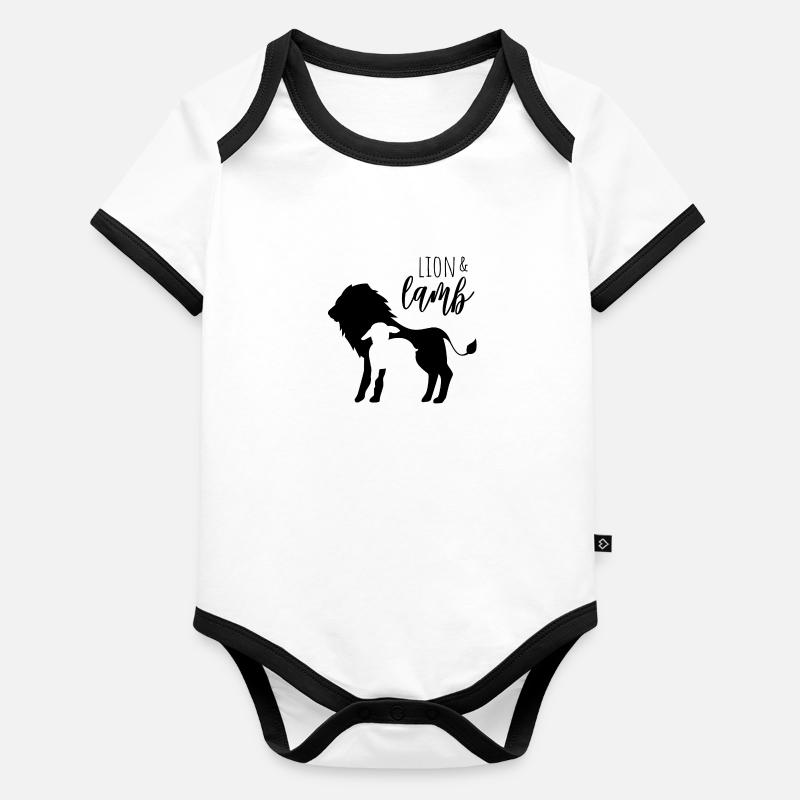 lion et l'agneau - design compact Body Bébé bio contrasté manches courtes