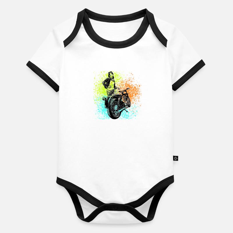 Moto Body Bébé bio contrasté manches courtes