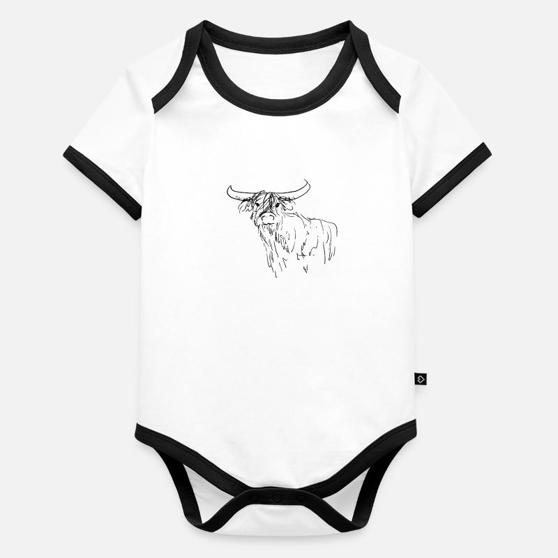 Cher Highlander écossais Body Bébé bio contrasté manches courtes