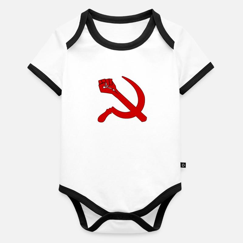 Marteau de faucille | Pull Retro Marxism Icon Body Bébé bio contrasté manches courtes