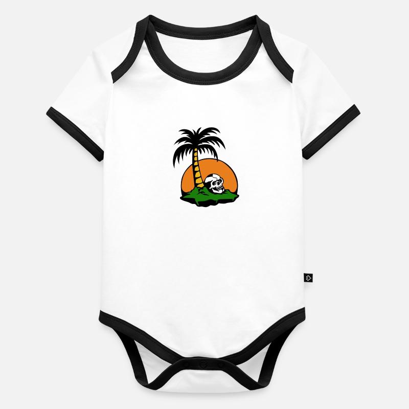 Crâne de plage Body Bébé bio contrasté manches courtes