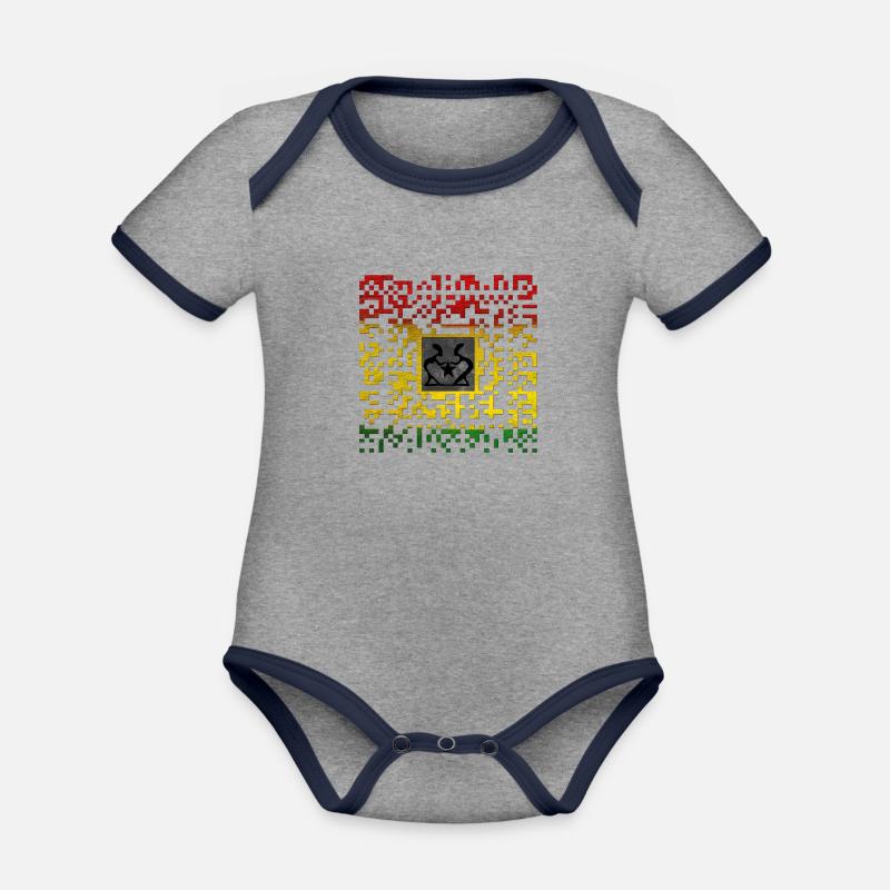 Reggae Code - Baby Bio-Kurzarm-Kontrastbody - Grau meliert/Navy