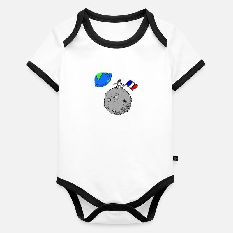 ASTRONAUTE LUNE Body Bébé bio contrasté manches courtes