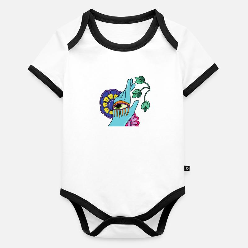 Turquoise hand Organic Baby Contrasting Bodysuit