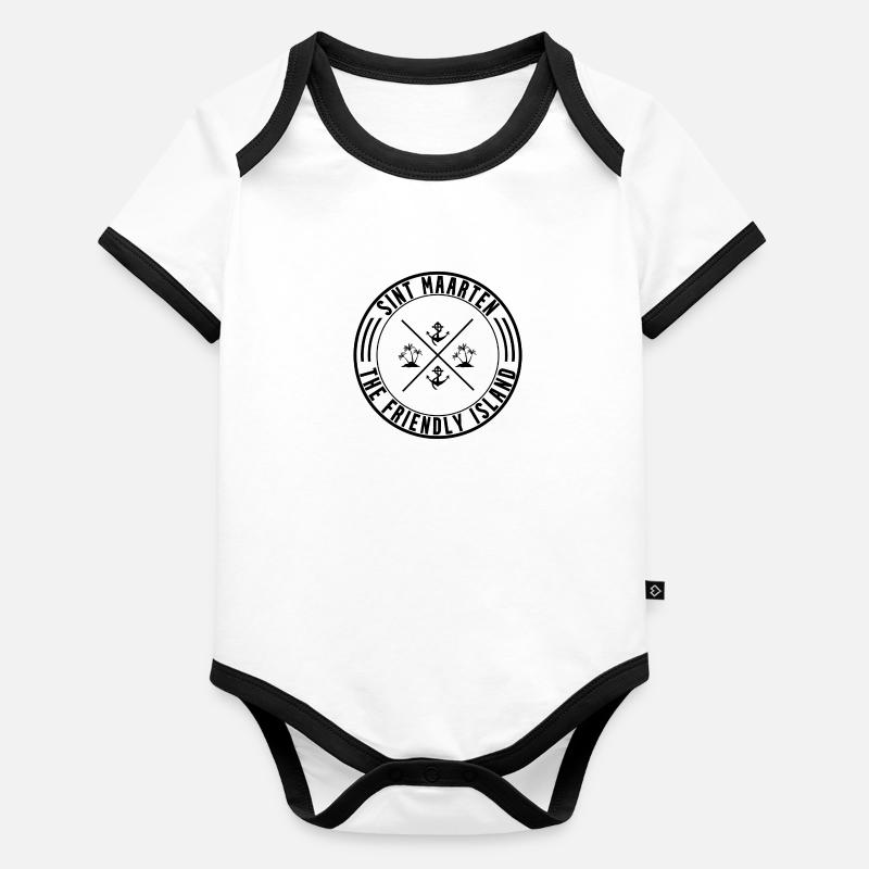 Sint Maarten L’île amicale Body Bébé bio contrasté manches courtes