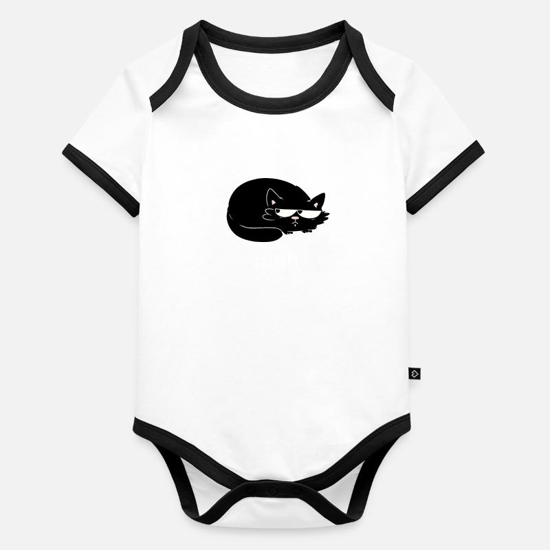 drôle de chat noir meh cat Body Bébé bio contrasté manches courtes