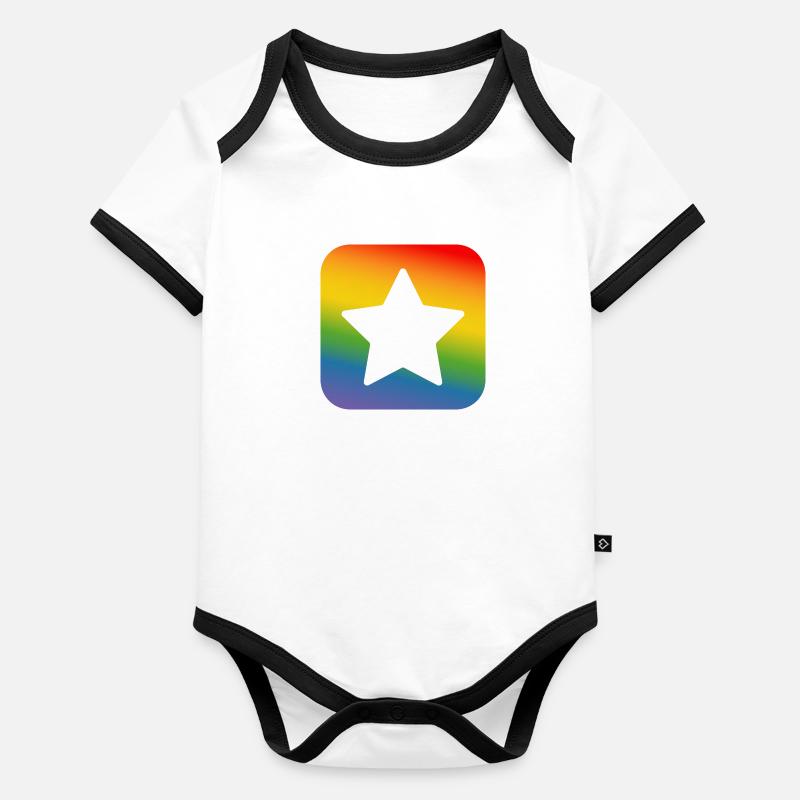 LGBT lgbtqi queer rainbow star button Body Bébé bio contrasté manches courtes